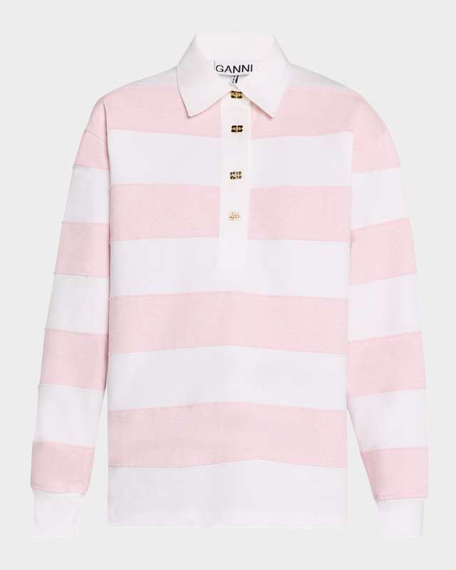 Stripe Heavy Cotton Polo Top